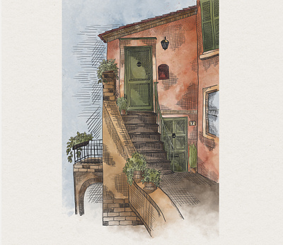 Italy building italy procreate procreate art travel watercolor art watercolors