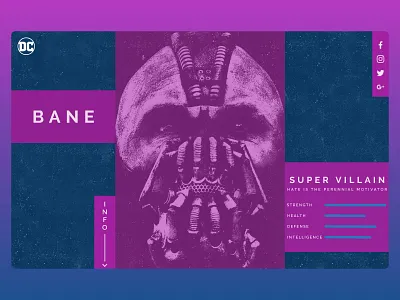 DC comics Bane app batman batman the animated series branding comics dc comics dccomics design fictional minimal movie app movie poster movies ui villain villains web website