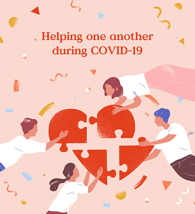 Helping One Another covid 19 email header illustration