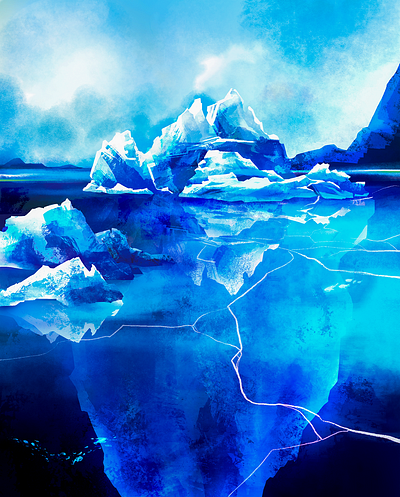 An iceberg antarctica arctic environment global warming ice iceberg illustration magazine cover mountain nature snow