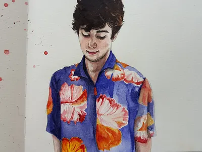 Flowers illustration portrait sketch watercolor watercolour