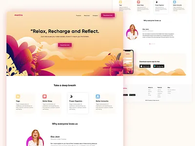 Mantra website design india landingpage meditation product product page software softwaredesign uiux vector web design yoga