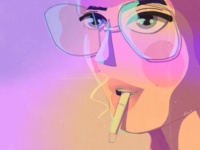 Smokish 80s style design digital drawing girl glasses illo illustration ipad lights photoshop woman illustration woman portrait