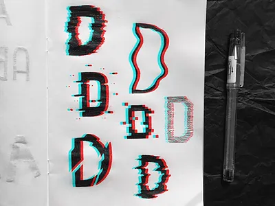 Glitch letter D art glitch lettering letters sketchbook typography