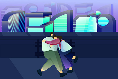 Romance in the City Corner design flat flatillustration illustration vector