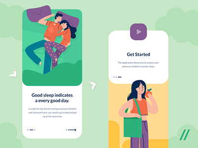 Healthy Lifestyle App Onboarding animation app design get started illustration mobile motion onboarding purrweb ui ux