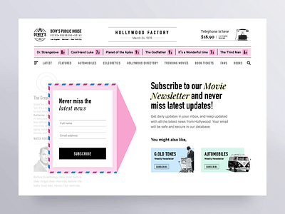 Newsletter Subscription Interaction animation design interaction newsletter newsletters retro ui ux vintage website
