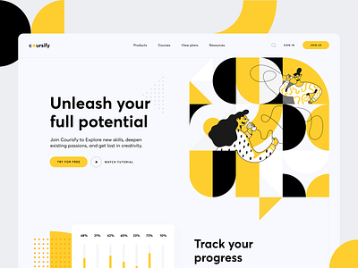 Coursify Landing Page animation branding clean design minimal ui ux vector web website