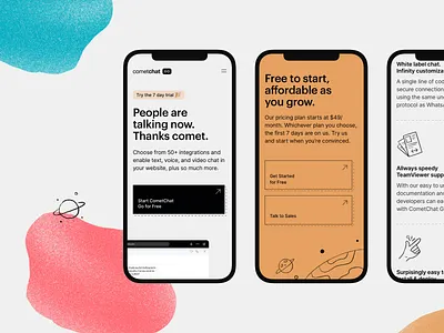 CometChat Go — Responsive 🚀 chat clean colours cometchat design graphik gritty illustration line mobile orange responsive significa space tech texture ui