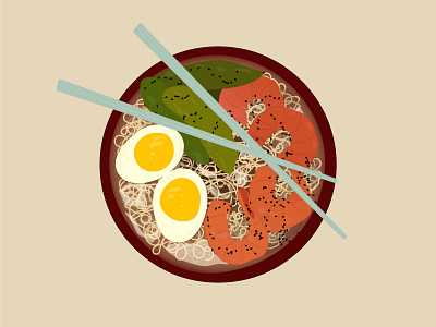 Ramen Illustration asian asian food dinner dribbble first design first shot firstshot flat food graphic illustration illustrator meal noodle noodles ramen vector