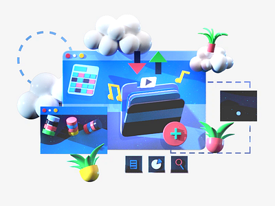 Cloud computing 3d 3d animation app cloud game homepage illustration interface isometric landing page landingpage layer lowpoly render texture ui ux video web design website