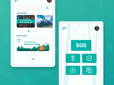 Camping App UI app design ui user experience userinterface ux vector