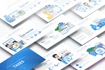 TAXES - PowerPoint Infographics Slides budget business calculation credit growth illustration marketing money payment people powerpoint presentation process productivity salary strategy success taxes
