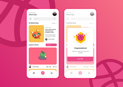 Hello Dribbble Mobile! achievement badge card clean dashboard hello dribble mobile mobile design pixel art ui ui ux ux