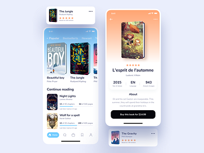 Mobile book app app design book buy cartoon clean concept dailyui design flat listen popular profile ui ux