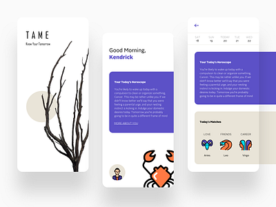 Tame app astrology colors future horoscope interaction iphone minimal ui uidesign ux
