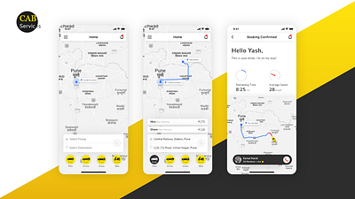 Cab Services App clean design main screens minimal mobile app service app taxi app ui