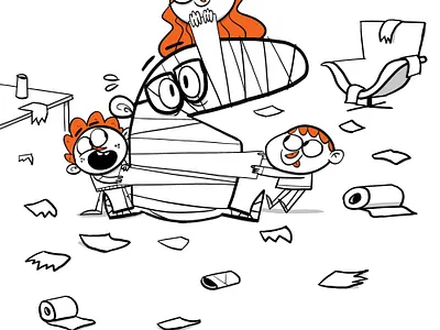 Stay at home - Return of the Dad Mummy cartoon character characterdesign children coronavirus illustration kids photoshop retro toiletpaper