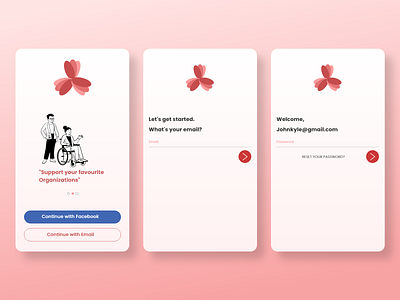 Login/Signup Screen @daily ui @dailyui brown download download mockup free xd file login mobile app pink red register signin signup vector volunteer