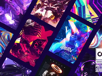Gosmow - Poster series 3d artwork cinema4d color daily design everyday gradient grid instagram octane poster render typography