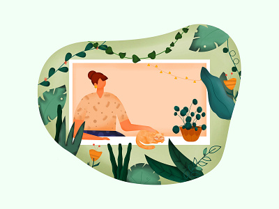 Let Nature Bloom 2d adobe illustrator adobe photoshop bloom cat character colourful dribbbleweeklywarmup gardening illustration nature pattern plants playoff quarantine self isolation self love virtual garden weeklywarmup woman
