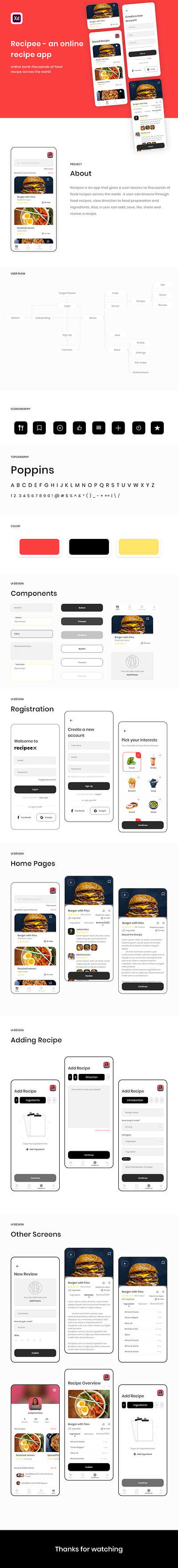 Recipee adobexd design recipe app ui