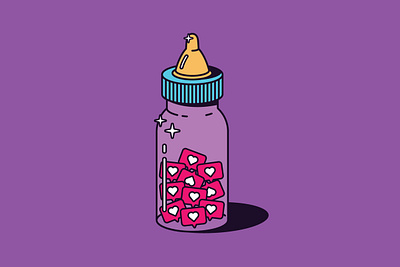 Hungry For Likes adobe ilustrator baby bottle ego flat illustration like vector artwork vector illustration