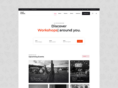 Event tickets sell platform landing page business design event multi vendor multivendor platform responsive sell shop theme tickets ux wordpress