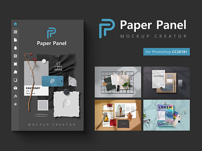 Paper Panel - Mockup Creator addon brand design brand identity design tool flatlay mock up mockup mockup creator moodboard moodboards paper panel photoshop extension plugin scene scene creator stationery stationery mockup