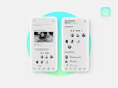 Onetree app Family tree social network2 design neumorphic neumorphical neumorphism social app social media social network ui ux