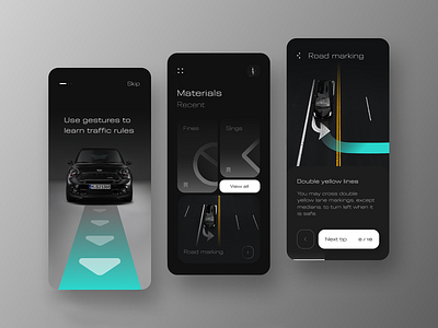 Learning Traffic Rules | Mobile App app black car course education grey illustraion ios learn learning app lesson mobile mobile app road study ui ux