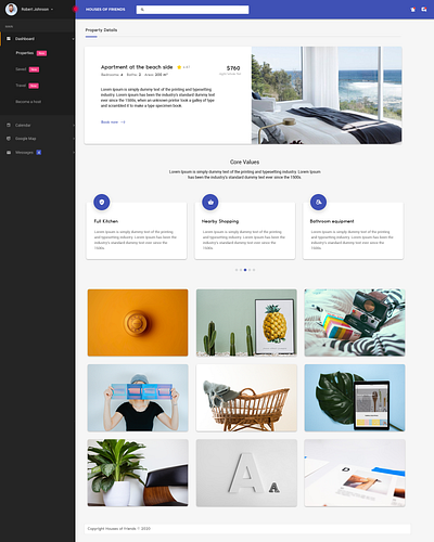 Houses of Friends app booking app bookings bright dashboard app houses ui ux webdesign