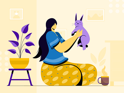 playing with pet character design colors concept design digital flat vector illustration vector