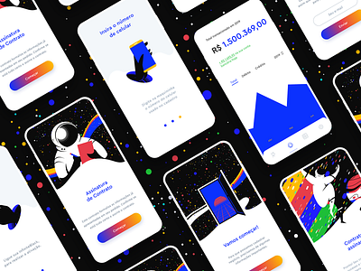 App - Payment app art direction black blue character color colorful concept creative design gradient illustration mobile mobile app money payment space tutorial ui ux