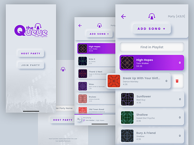 The Queue v2 flat mobile mobile app mobile app design mobile design mobile ui music ux
