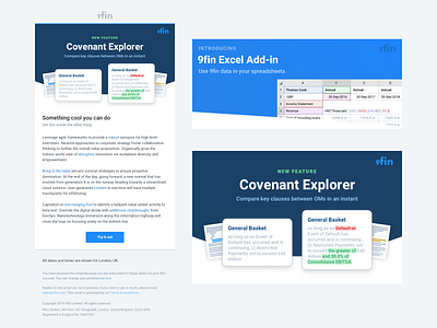 Launch email templates - 9fin 9fin email email template excel fintech launch legaltech new feature