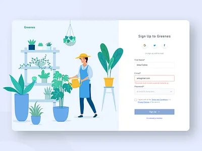 Sign up form register dailyui 001 green login registration form signup
