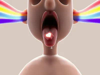 L(ike)SD 3d cgi character cinema4d colorful design drug face geometric like like button lips mouth portrait skin tongue