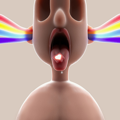 L(ike)SD 3d cgi character cinema4d colorful design drug face geometric like like button lips mouth portrait skin tongue