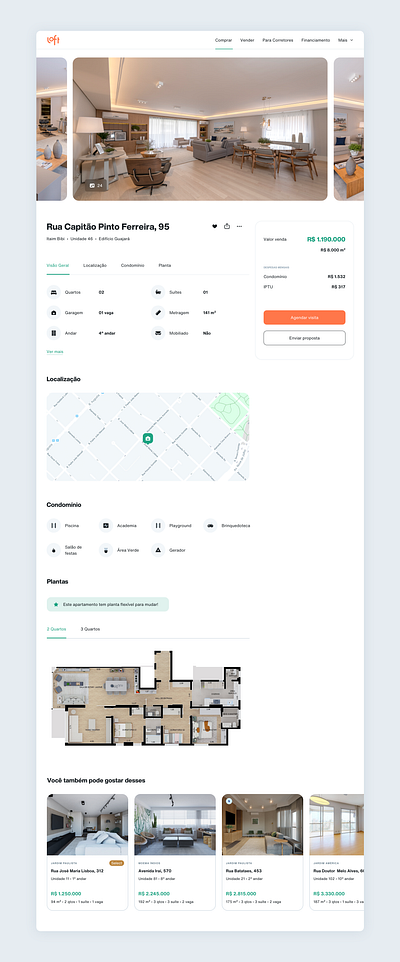 Apartament Detail Page landing page loft real estate ui ux visual design