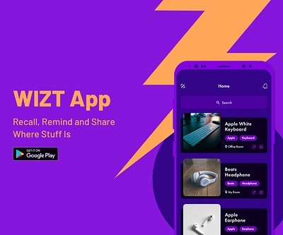 WIZT App Ad ads design android app app design daily daily ui dailyui design google ad banner google ads google play google play store homescreen minimal mobile orange purple tracker app tracking app ui