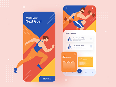 Fitness Plan App app fitness fitness app food gym health health care health tracker illustraion mobile app mobile app design mobile ui tracker ui ui ux ui design workout