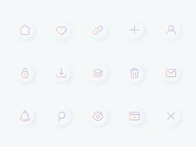 Neu UI Icons clean design color download gradient gradient icon home icon icon set login mail mobile icons neumorphic neumorphism profile search simple design soft ui ui design vector