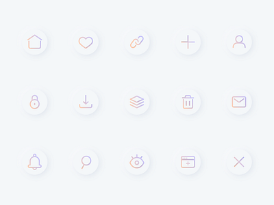 Neu UI Icons clean design color download gradient gradient icon home icon icon set login mail mobile icons neumorphic neumorphism profile search simple design soft ui ui design vector