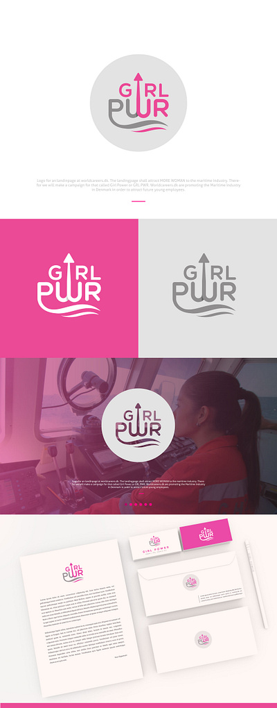 Girl Power branding clean creative design flat icon lettering logo minimal