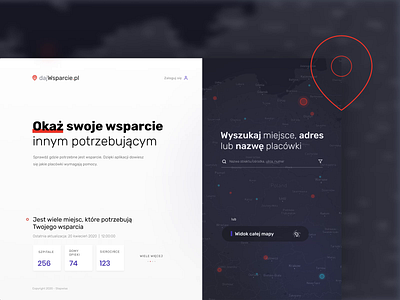 dajWsparcie.pl corona coronavirus covid covid 19 dashboard healthcare infected interface landing page landingpage map minimal stayhome stepwise support ui ux web app web design wsparcie