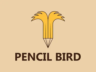 creative modern pencil with bird iconic logo, bird and pencil lo artist beauty bird book branding cartoon eagle education flat flight hotel idea letter line pen pencil school sketch unique writer