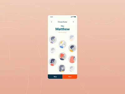 Avatar Selection - Onboarding Concept adobexd uiux uidesign appdesign animation avatar illustration mobile app onboarding screen prototype uidesigner