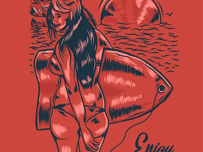 surf girl need holiday.. design illustration lockdown vector work from home