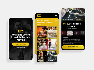 IMDb App clean design flat graphic design minimal mobile sketch typogaphy ui ux web website